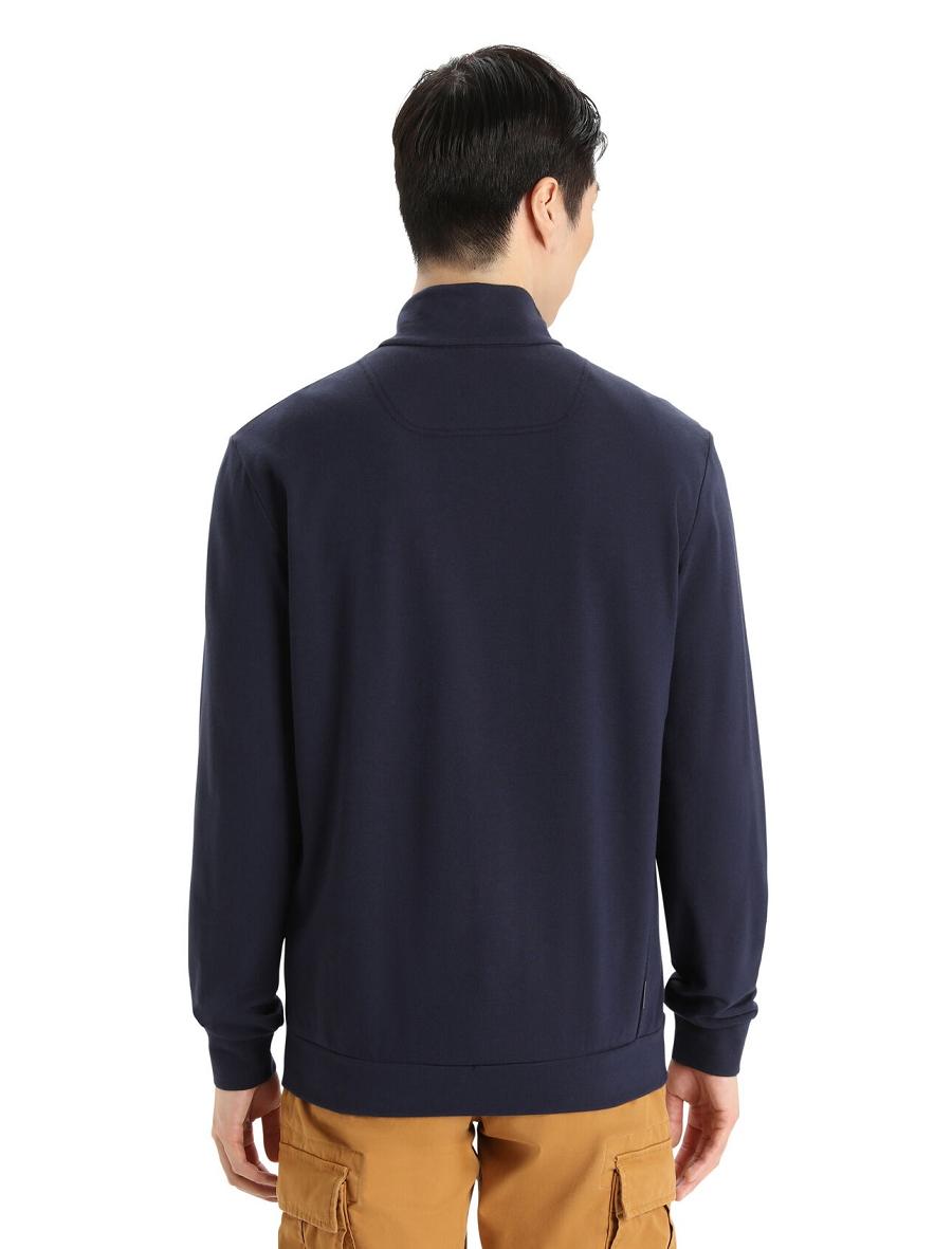 Midnight Navy Icebreaker Merino Central II Long Sleeve Zip Men's Hoodie | AU 1279AHKP